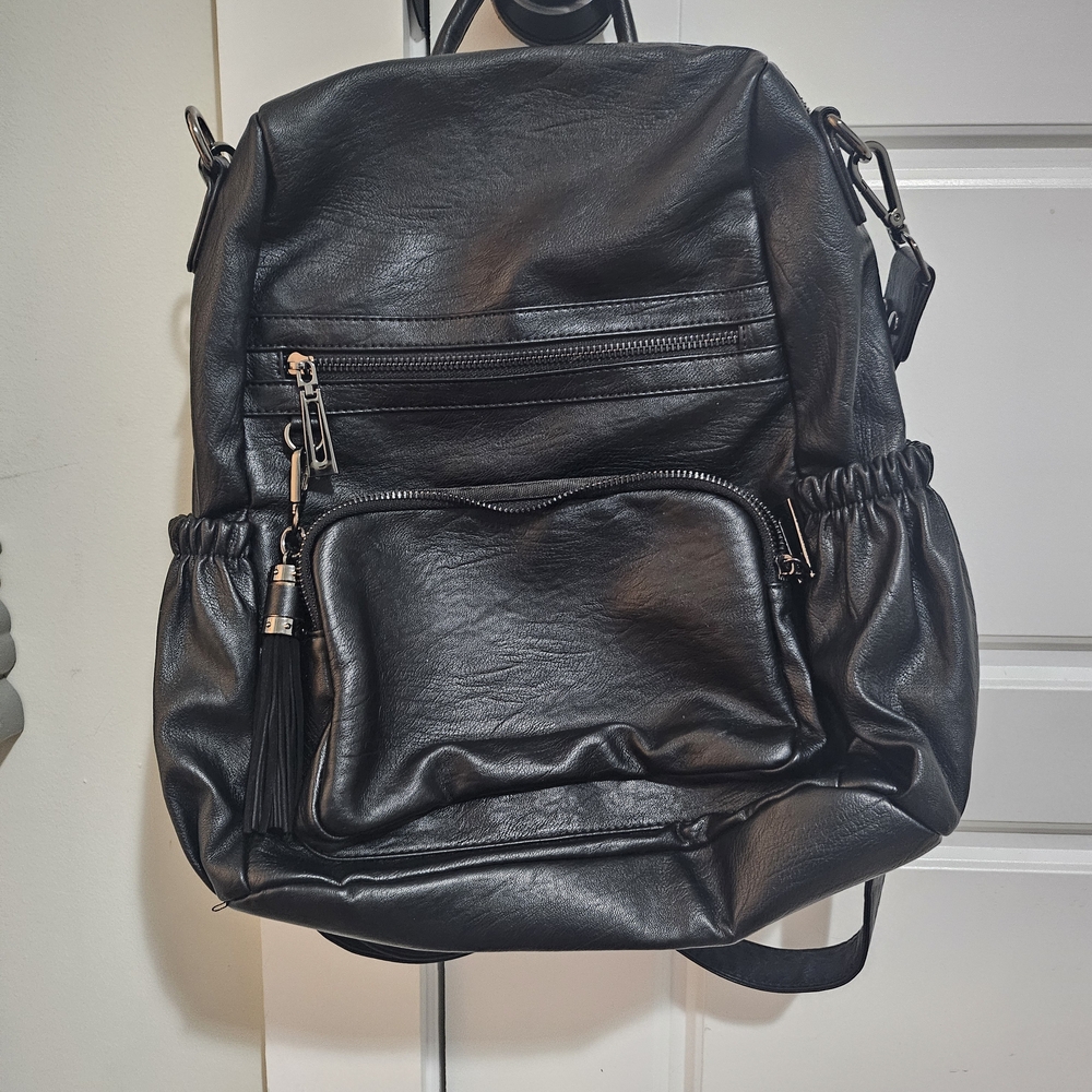 Amazon Black Faux Leather Backpack